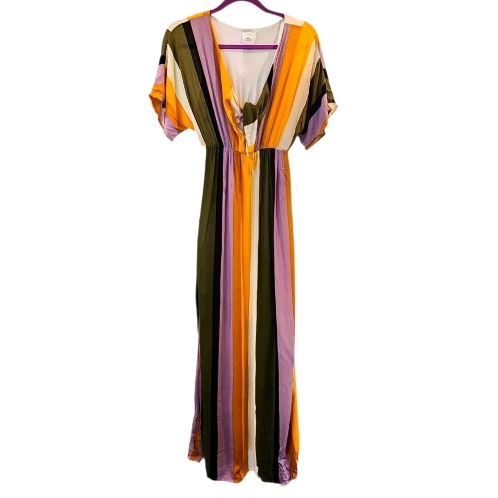 Lisa & Lucy Striped Multicolor Maxi Maternity Dress - Picture 2 of 9